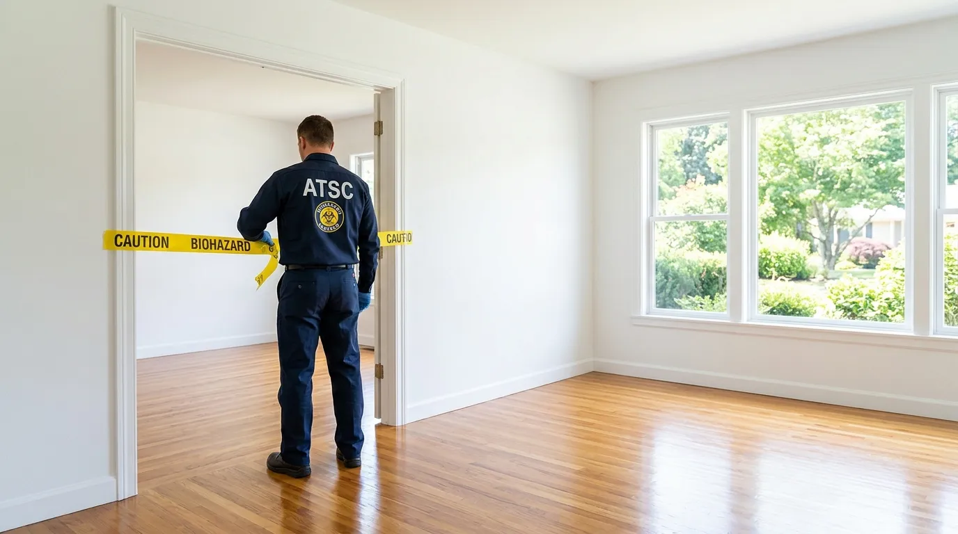 Certified biohazard cleanup crew performing Trauma Scene Cleanup in Southbury